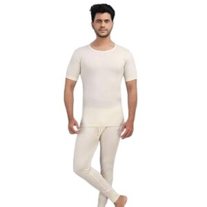 Men's Pure Wool Thermal Top Half Sleeve, Antibacterial, Skin Friendly with Superior Heat Retention